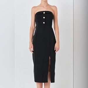 Endless Rose Black Strapless Dress with Gold Accents